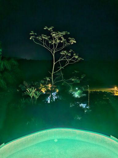 emerald green night lights at the terrace